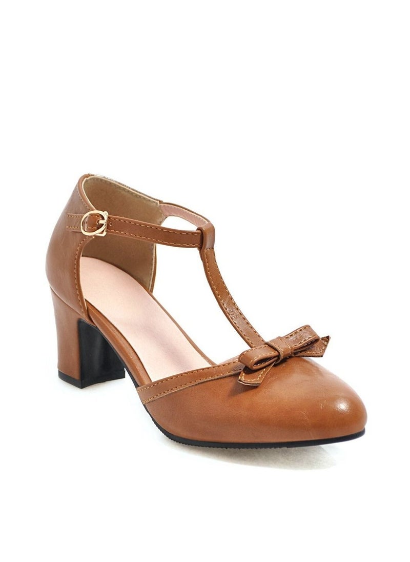 Loquat Mid Heeled Pump Shoes Brown  - Image 1