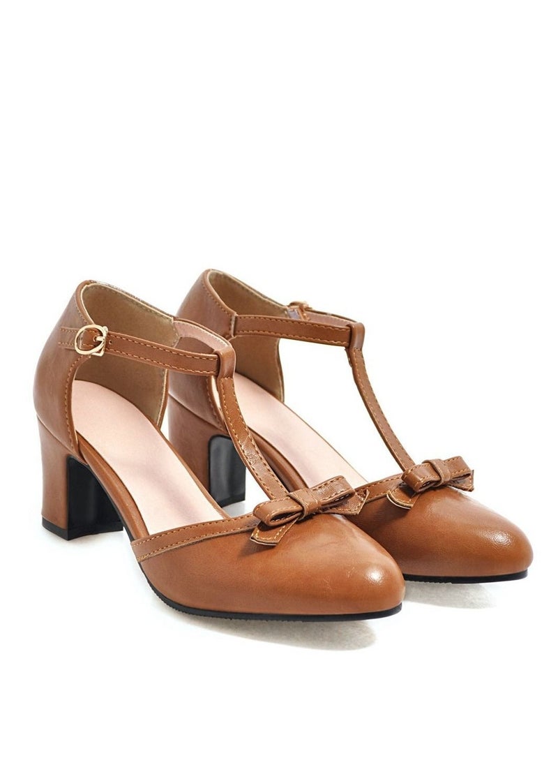 Loquat Mid Heeled Pump Shoes Brown  - Image 2