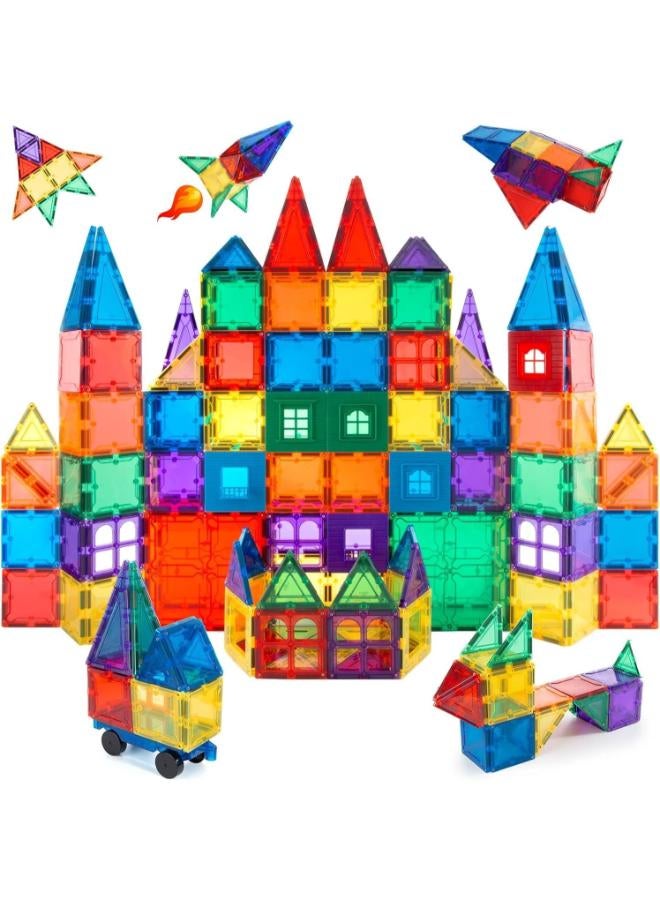 KIDSZONE Magnet Tiles Magnetic Building Blocks, Magnetic Tiles, Square Building Castle, Preschool Toys, STEM Stacking Construction Toys for Boys Girls (60 PCS) - Image 1