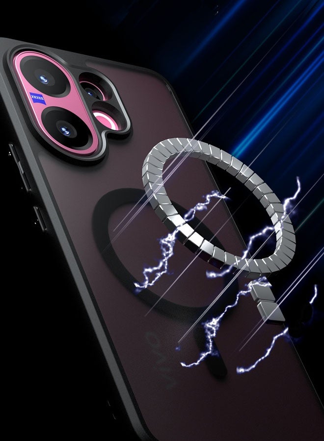 عام غطاء مغناطيسي متوافق مع فيفو V60 5G، غلاف أسود نصف شفاف غير لامع مضاد للاصفرار، غلاف خلفي واقٍ من PC+TPU بوسائد هوائية مقاومة للصدمات لفيفو V60. - Image 2