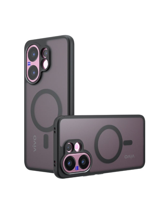 عام غطاء مغناطيسي متوافق مع فيفو V60 5G، غلاف أسود نصف شفاف غير لامع مضاد للاصفرار، غلاف خلفي واقٍ من PC+TPU بوسائد هوائية مقاومة للصدمات لفيفو V60. - Image 1