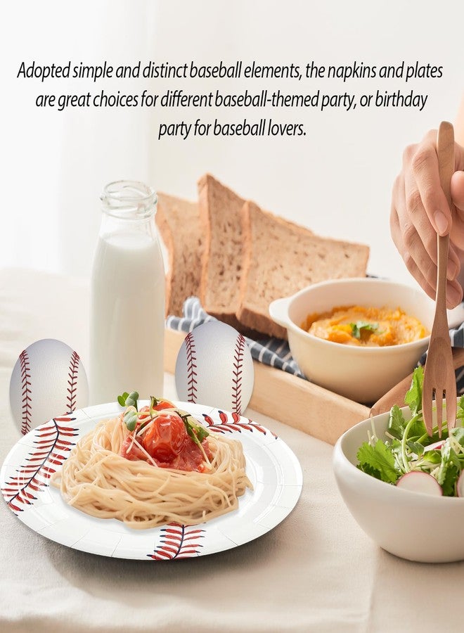 HFBOBP 50pcs Baseball Plates and Napkins Party Supplies, Baseball Themed Birthday Party Decorations 7Inch Baseballs Dessert Plates Disposable Paper Dinnerware Tableware Set Baseballs Party Favors - Image 5