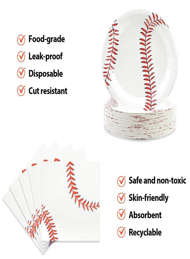 HFBOBP 50pcs Baseball Plates and Napkins Party Supplies, Baseball Themed Birthday Party Decorations 7Inch Baseballs Dessert Plates Disposable Paper Dinnerware Tableware Set Baseballs Party Favors - Image 4
