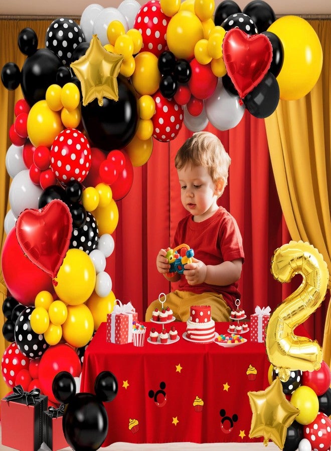 زينة عيد الميلاد الثاني للأولاد، بالونات حمراء وسوداء، خلفية عيد ميلاد سعيد، لافتة، مفرش طاولة، لوازم حفلات بالونات فويل للأولاد والبنات - Image 3