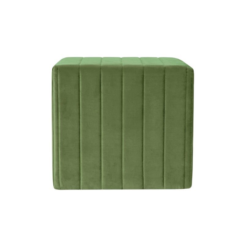 Spatial Order Modern Channel Tufted Velvet Ottoman | Spatial Order Home DÃ©cor | Ottoman for Living Room & Bedroom - Green - Image 2