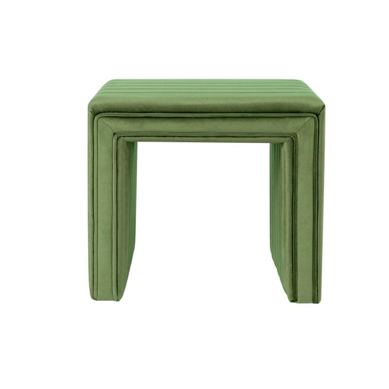 Spatial Order Modern Channel Tufted Velvet Ottoman | Spatial Order Home DÃ©cor | Ottoman for Living Room & Bedroom - Green - Image 4