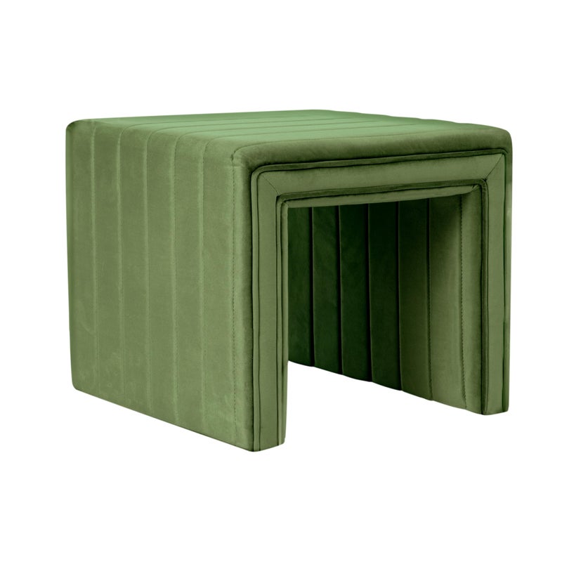 Spatial Order Modern Channel Tufted Velvet Ottoman | Spatial Order Home DÃ©cor | Ottoman for Living Room & Bedroom - Green - Image 1