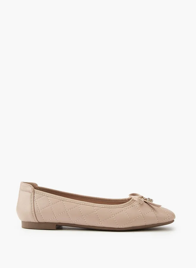 Quilted Ballerina Shoes with Bow Detail