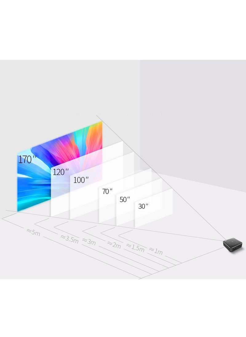 DLP - Mini DLP Portable Intelligent Micro Projector with Android 9.0 System, WiFi Bluetooth Wireless Projector Built In Battery,Portable 3D 4K HD Co-screen Projector Includes Tripod& Remote Control - Image 1