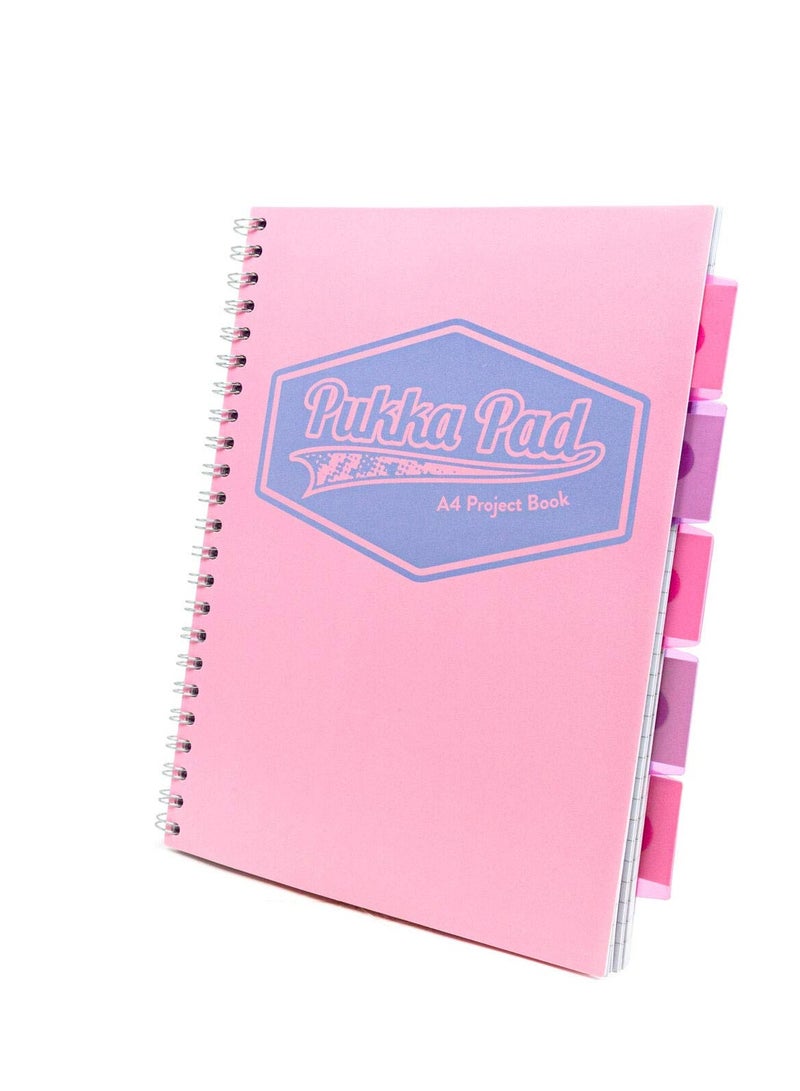 Pukka Pad Pukka Pink A4 Project Book Wirebound Pastel Colour - Image 1