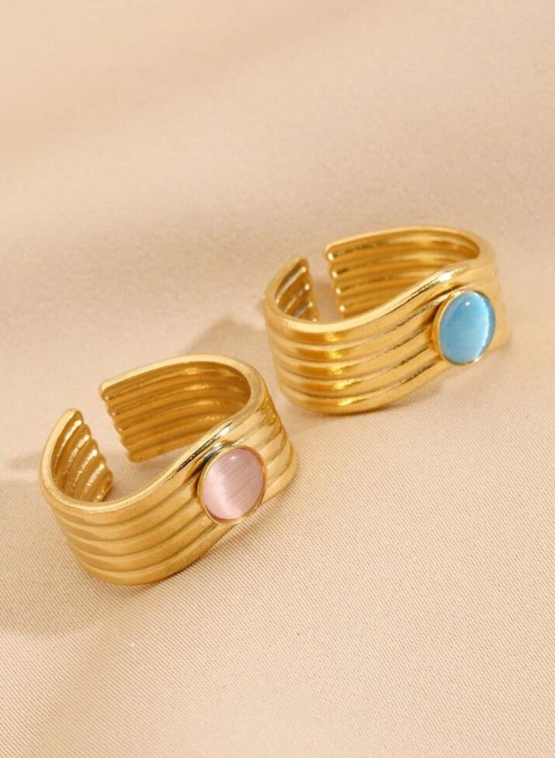 Equal 2 Pcs Stainless Steel Gold Plated Ring For Women One Size - Image 2