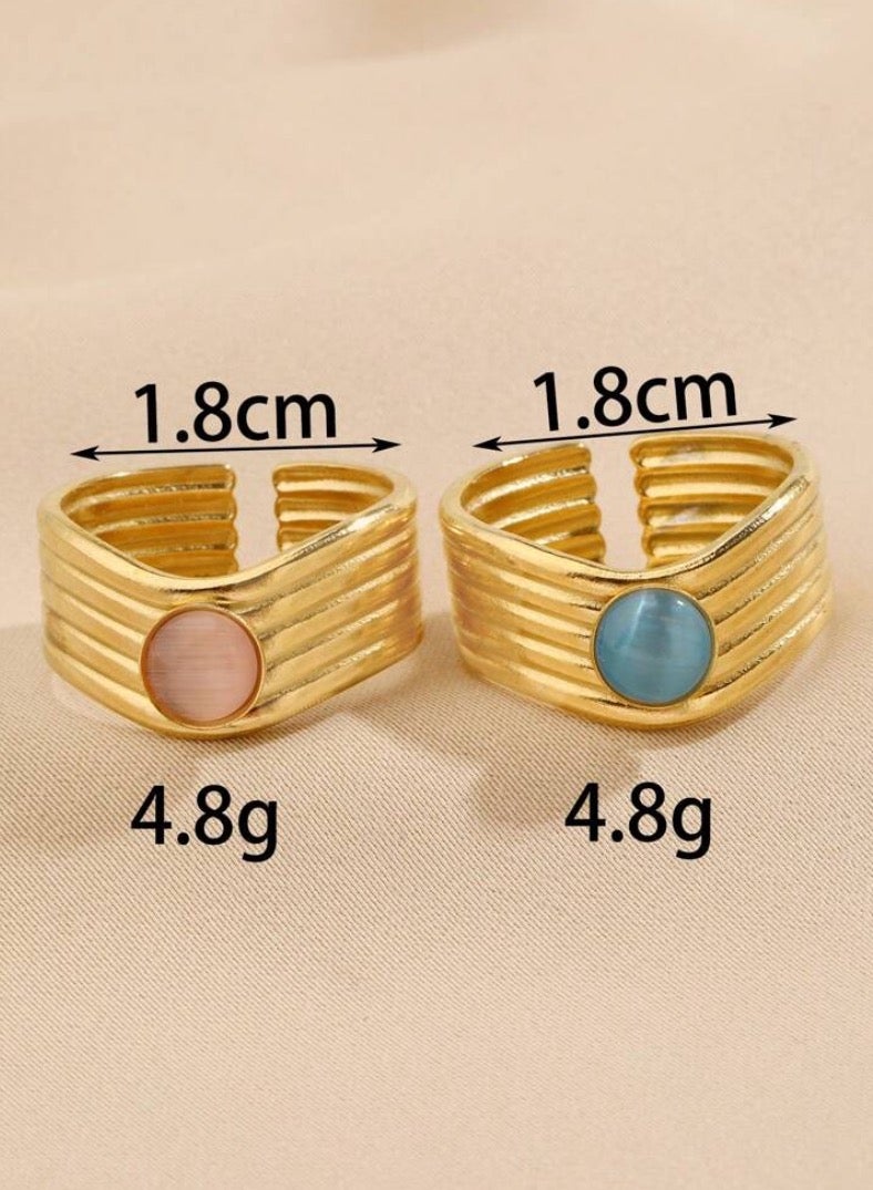 Equal 2 Pcs Stainless Steel Gold Plated Ring For Women One Size - Image 3