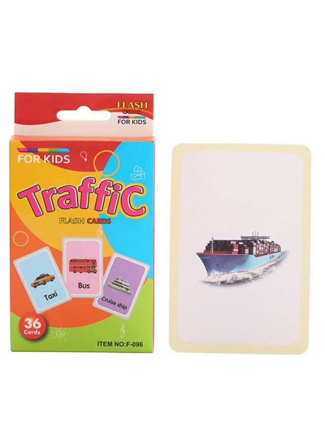 36 PCS Double Sided Early Education Flash Cards, Traffic Recognition Education Enlightenment Card, Puzzle Early Education Fun Cards, Educational Learning Toys for 1-6 Year Old Kids (Traffic) - Image 1