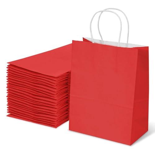 Aakriti Gift Bag Kraft Paper Bags With Handle For Birthdays, Weddings, and Parties Colorful, Durable, and Stylish Gift Packaging Bags, Perfect For Special Events 10 X 8 X 3 Inch (Red, 10) - Image 1