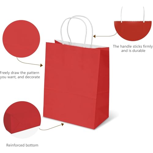 Aakriti Gift Bag Kraft Paper Bags With Handle For Birthdays, Weddings, and Parties Colorful, Durable, and Stylish Gift Packaging Bags, Perfect For Special Events 10 X 8 X 3 Inch (Red, 10) - Image 2