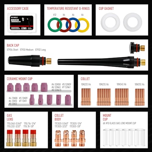 RX WELD 79PCS TIG Welding Accessories Torch Kit Stubby Gas Lens 1012 lass Cup For WP171826 - Image 3
