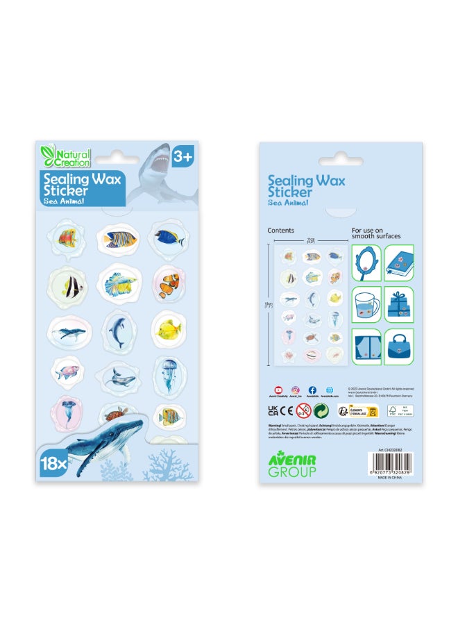 Avenir Sealing Wax Stickers 18 pack - Sea Animal  Multicolour | fabulous sealing wax stickers showcasing a collection of space objects | Ages3+ - Image 4