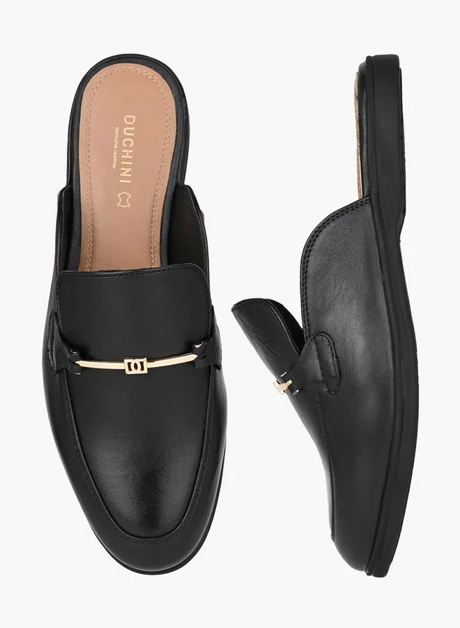 DUCHINI BLACK Celeste Women Metallic Accent Mules for Women | Best Price UAE