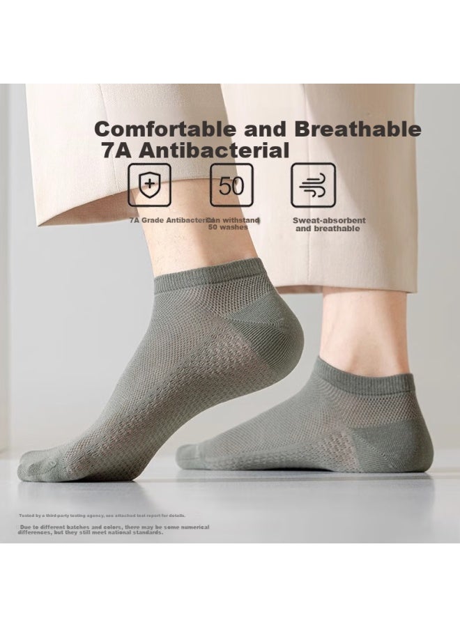 Montagut Dreamjiao Men's Summer Thin 100% Cotton Artemisia 7a Antibacterial Deodorant Short Socks Casual Sports Mesh Breathable Boat Socks - Image 5