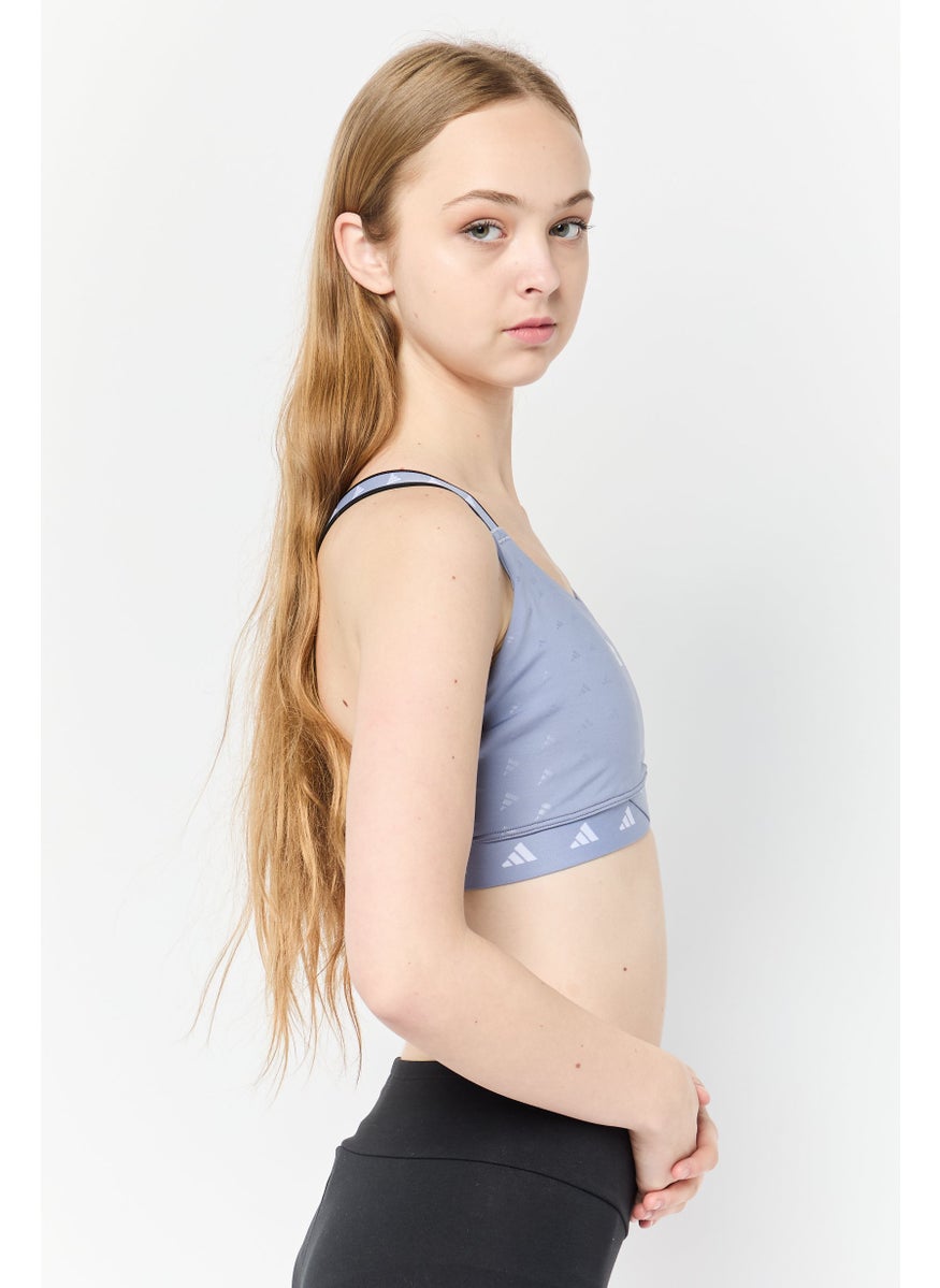 Adidas Women Brand Logo Padded Sports Bra, Purple  - Image 3