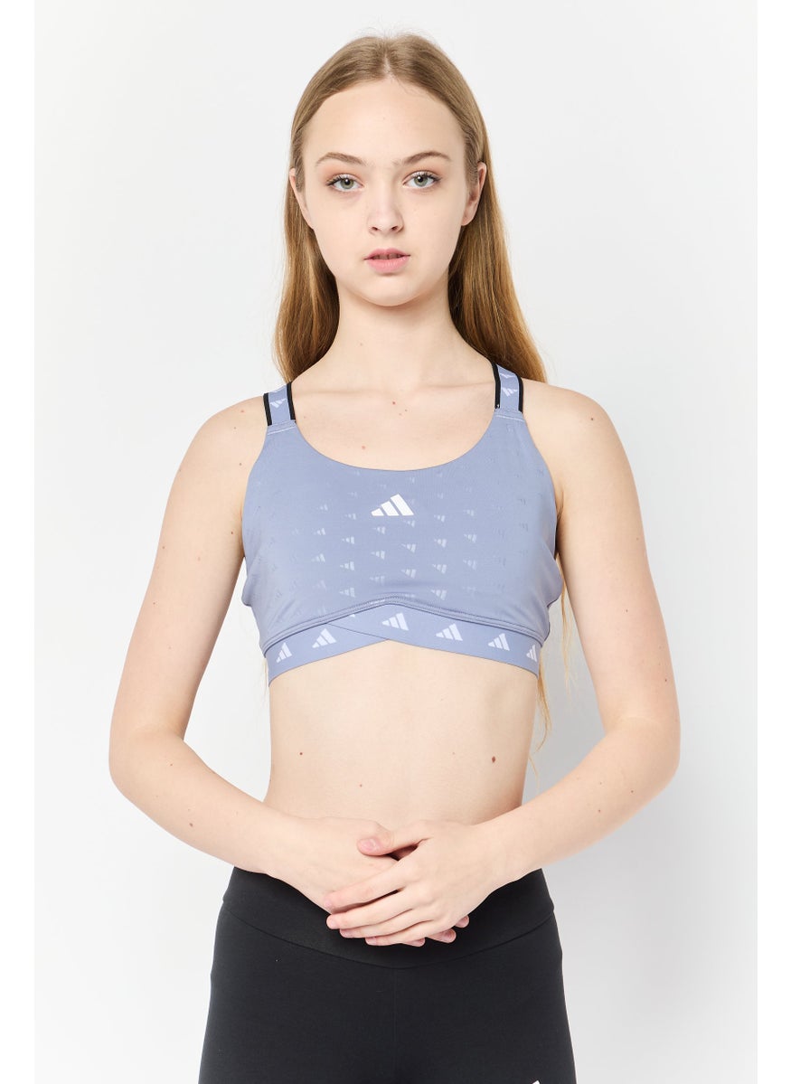 Adidas Women Brand Logo Padded Sports Bra, Purple  - Image 1