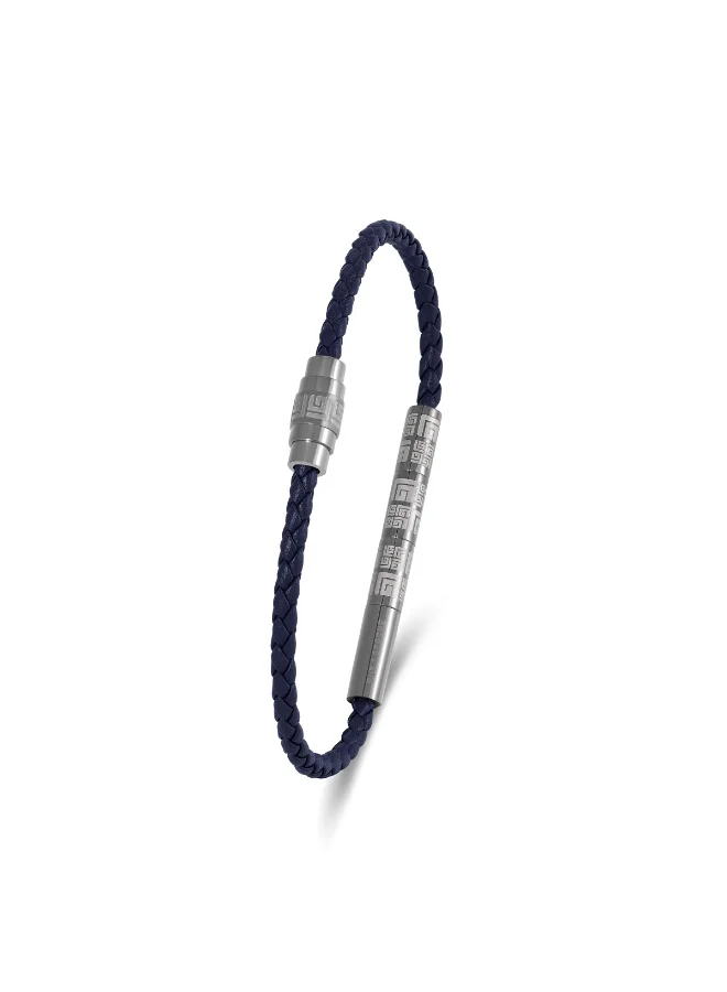 غاي لاروش سوار بيير بلون معدني مع جلد أزرق وإغلاق بحروف أولى