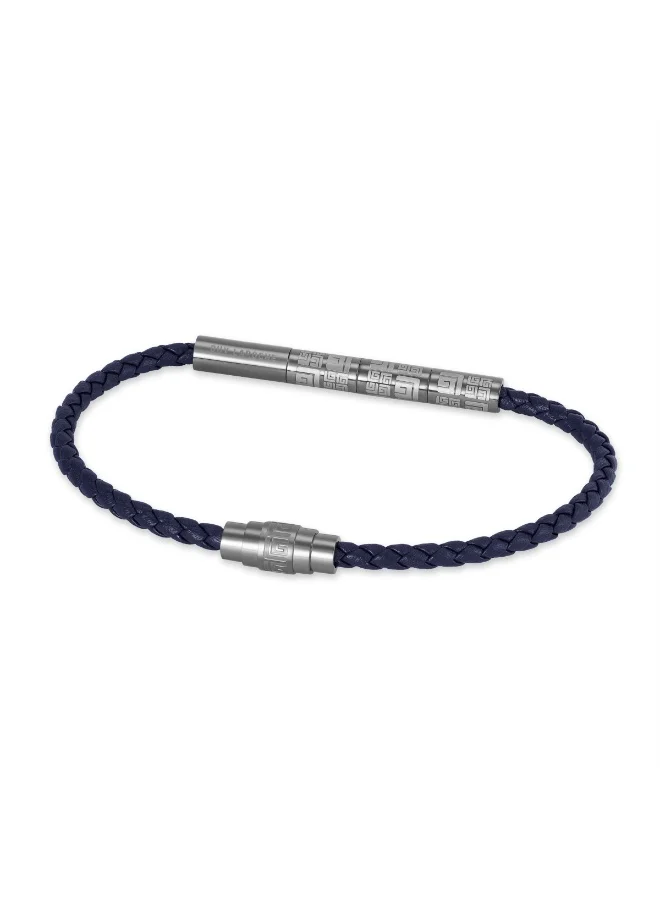 غاي لاروش سوار بيير بلون معدني مع جلد أزرق وإغلاق بحروف أولى