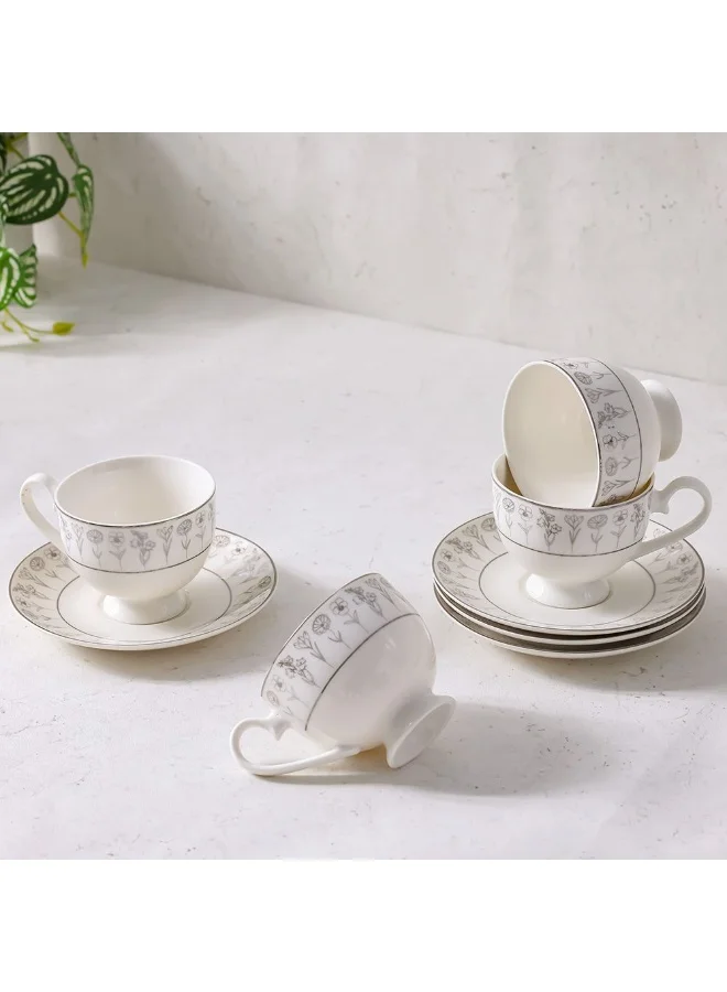 DANUBE HOME Youthful Bite Sparkle 8-Piece Cup & Saucer Set – Elegant Tea & Coffee Set for 4, Premium Quality, Dishwasher Safe, Stylish & Durable, Perfect for Casual & Formal Dining
