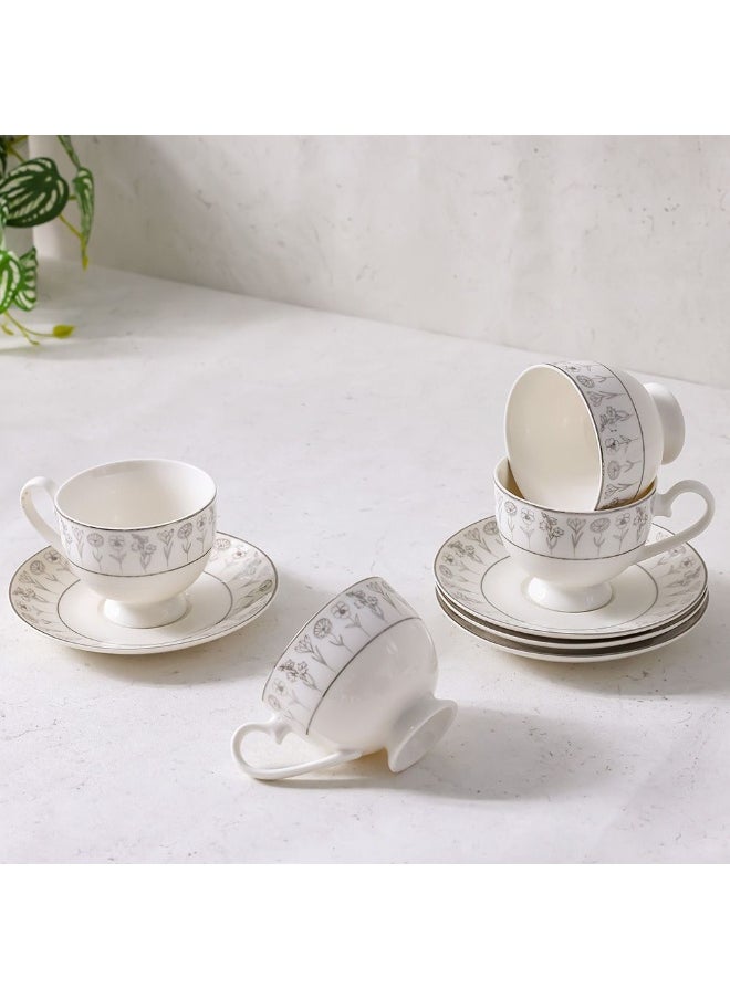 DANUBE HOME Youthful Bite Sparkle 8-Piece Cup & Saucer Set – Elegant Tea & Coffee Set for 4, Premium Quality, Dishwasher Safe, Stylish & Durable, Perfect for Casual & Formal Dining  - Image 1