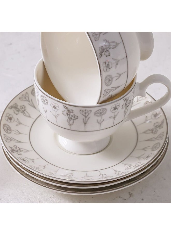 DANUBE HOME Youthful Bite Sparkle 8-Piece Cup & Saucer Set – Elegant Tea & Coffee Set for 4, Premium Quality, Dishwasher Safe, Stylish & Durable, Perfect for Casual & Formal Dining  - Image 3