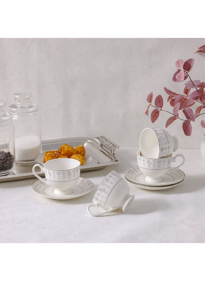 DANUBE HOME Youthful Bite Sparkle 8-Piece Cup & Saucer Set – Elegant Tea & Coffee Set for 4, Premium Quality, Dishwasher Safe, Stylish & Durable, Perfect for Casual & Formal Dining  - Image 4