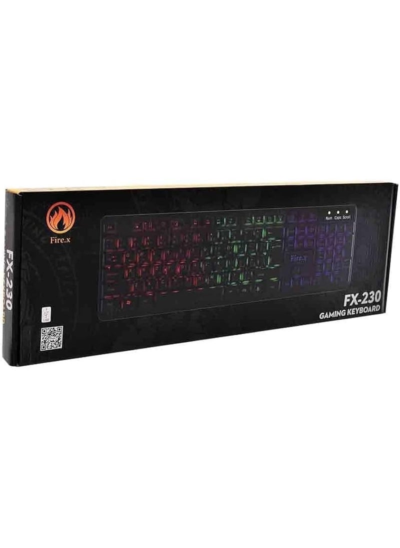 Generic - Borealis Gaming Rainbow Backlit 7 Color Mixing Light Effect 104 Keys Arabic And English Keyboard (Black) - Image 1