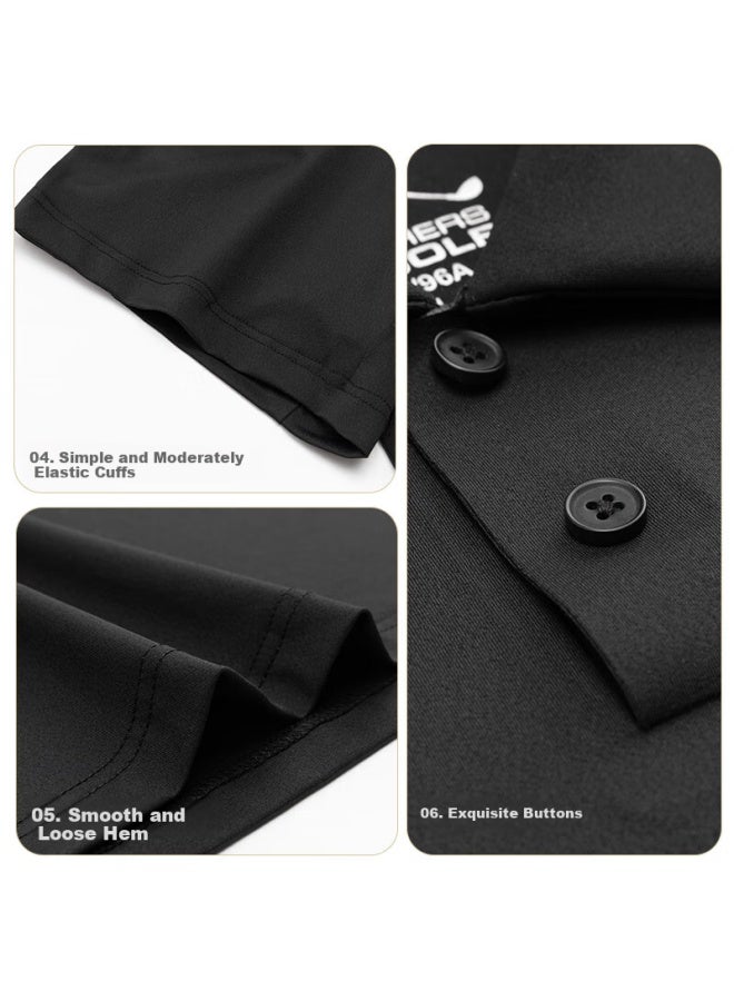 Skechers Polo Shirt For Men, Style, High-elasticity Athletic Casual Polo Shirt, Outdoor Sun Protection Short Sleeve, Dark Black, 4XL - Image 2