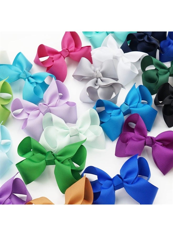 40 Colors Boutique Grosgrain Ribbon Pinwheel 3" Hair Bows Alligator Clips For Babies Toddlers Teens Gifts