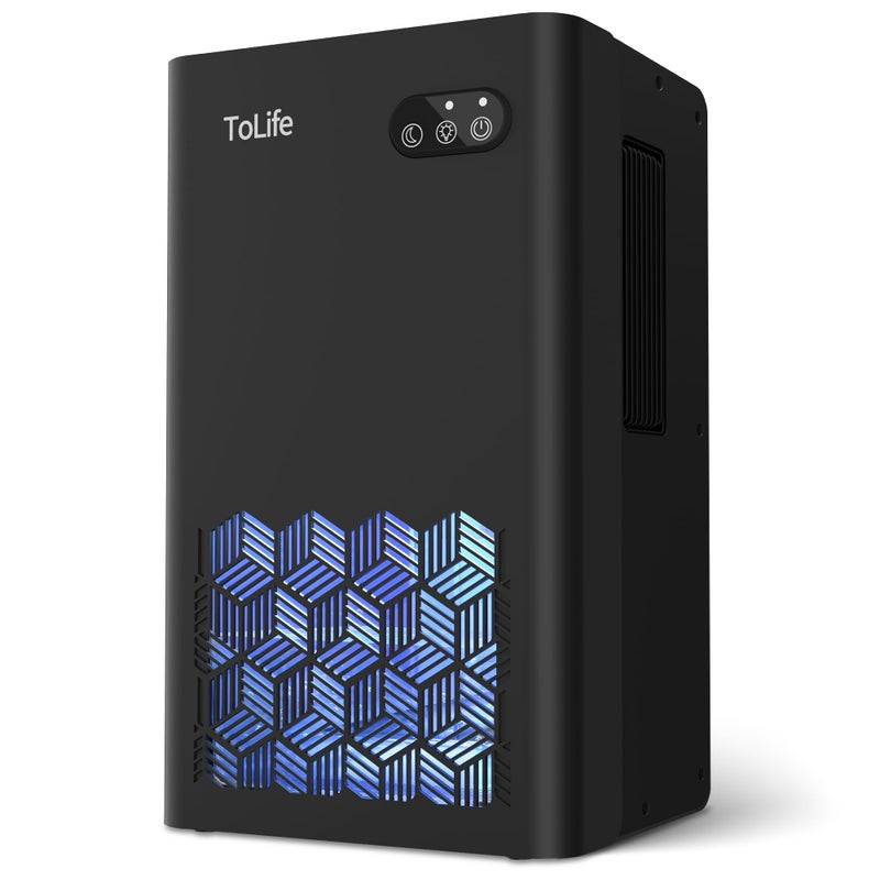 ToLife Dehumidifier for Home, 1000 sq.ft Dehumidifiers for Basement Bedroom Bathroom with 95 OZ Water Tank, Auto Shut Off 7 Colors LED Light, Black - Image 1