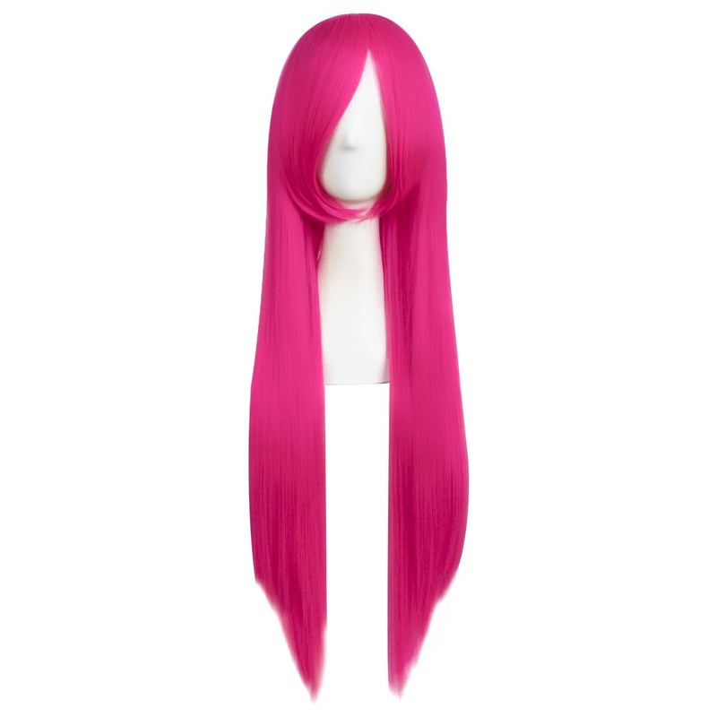 MapofBeauty 32 Inch80 cm Long Straight Anime Costume Cosplay Wig Party Wig Hot Pink
