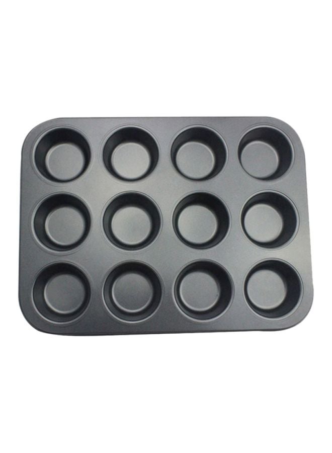 Sharpdo 12-Hole Muffin Pan Cupcake Mould Black 35x26.5x2.8cm - Image 1