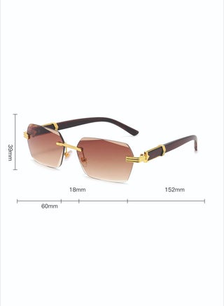 New style wood grain temples metal sunglasses sunglasses men's high-end square trend - Size 60mm - view 2