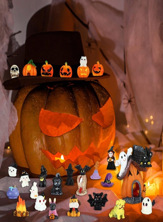 Poen 36 Pcs Halloween Miniature Figurines Resin Pumpkin Ghost Halloween Garden Accessories Miniature Decoration Ornament Kit for Outdoor Kitchen House Village Home - Image 4