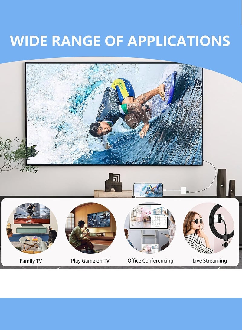وعي محول USB-C إلى HDMI للتلفزيون، يدعم دقة 4K بمعدل 60 هرتز، مزود بمنفذ شحن، متوافق مع أجهزة iPhone 16/15 وiPad Pro وGalaxy وMacBook Pro، ويمكن استخدامه مع أجهزة العرض عالية الدقة. - Image 3
