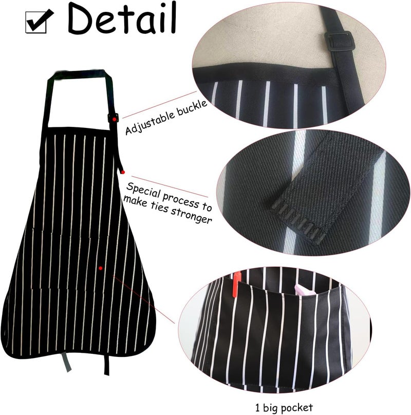 multifuns Kids apron 2 Pack adjustable strap with pockets polyester cotton blend painting cooking art baking aprons for kids age 7-12 years boys girls (Black stripes) - Image 4