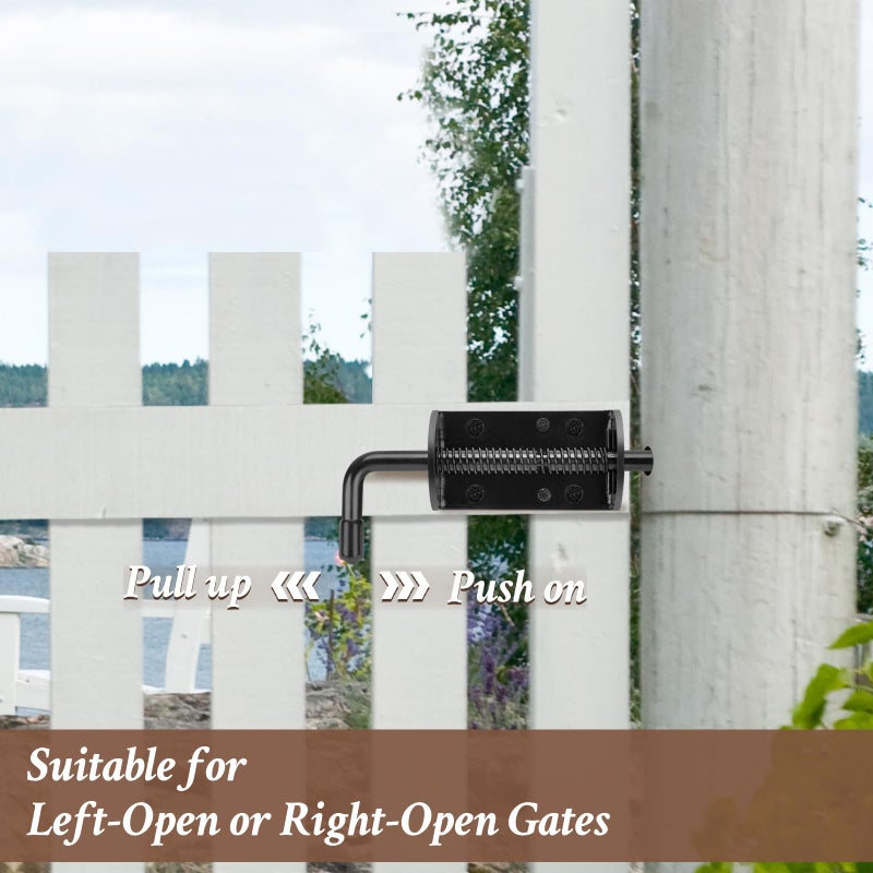 Quality Life Spring Loaded Gate Latch Pin Barrel Bolt 6In Durable Solid Steel For Shed Doors Wood Metal Gate Black - 2Pcs - Image 5
