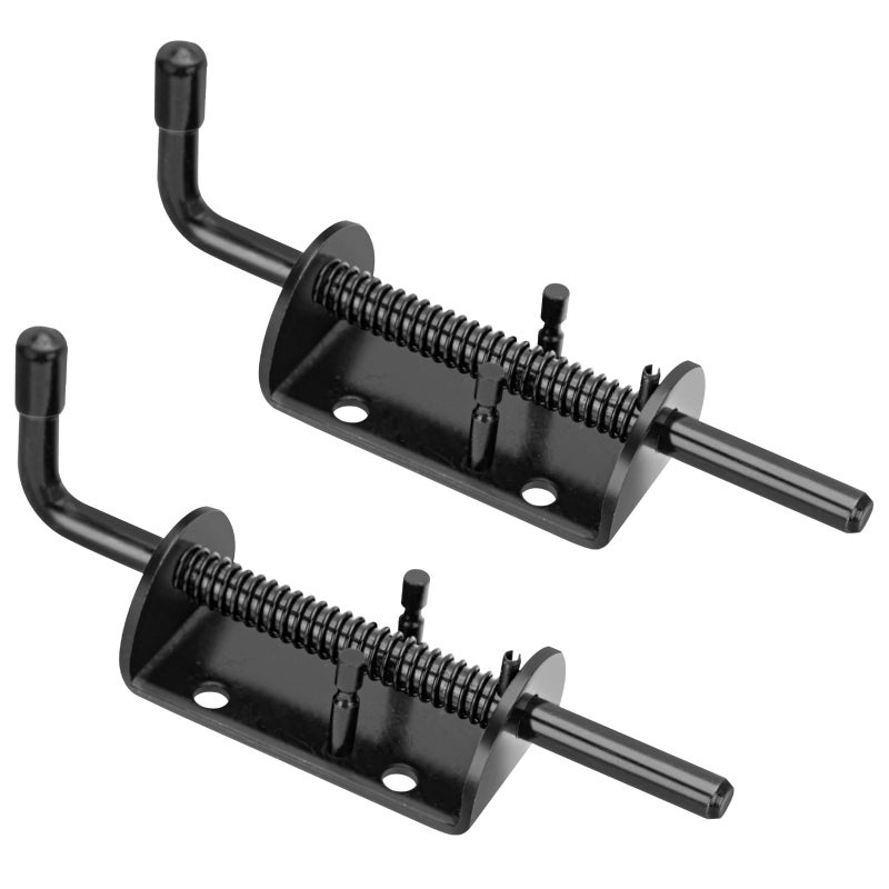 Quality Life Spring Loaded Gate Latch Pin Barrel Bolt 6In Durable Solid Steel For Shed Doors Wood Metal Gate Black - 2Pcs - Image 1