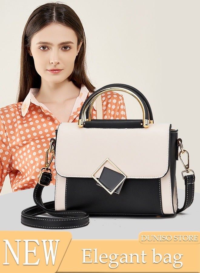 DUNISO Handbag for Women Faux Leather Vintage Satchel Small Messenger Crossbody Bag with Detachable Strap Clamshell Design Purse Top Handle Shoulder Bag for Business Traval Shopping  - Image 1