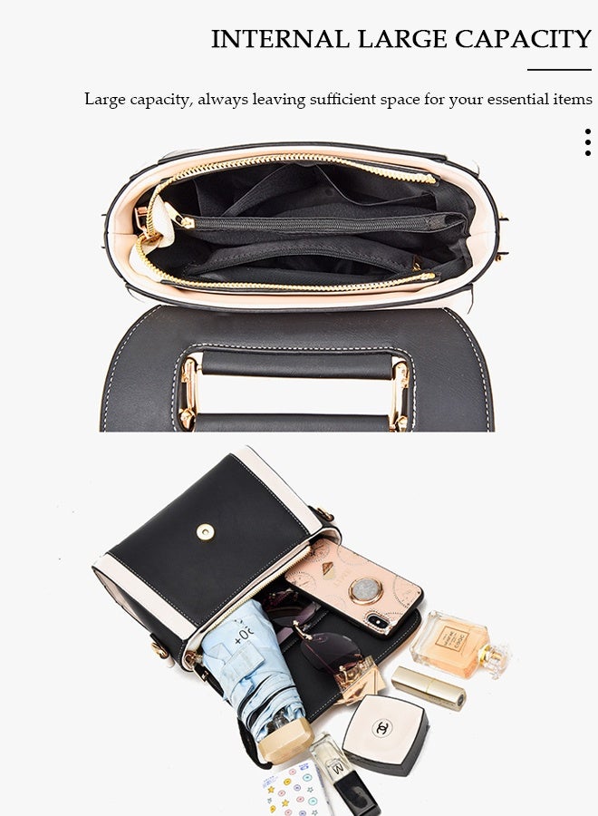 DUNISO Handbag for Women Faux Leather Vintage Satchel Small Messenger Crossbody Bag with Detachable Strap Clamshell Design Purse Top Handle Shoulder Bag for Business Traval Shopping - Image 3