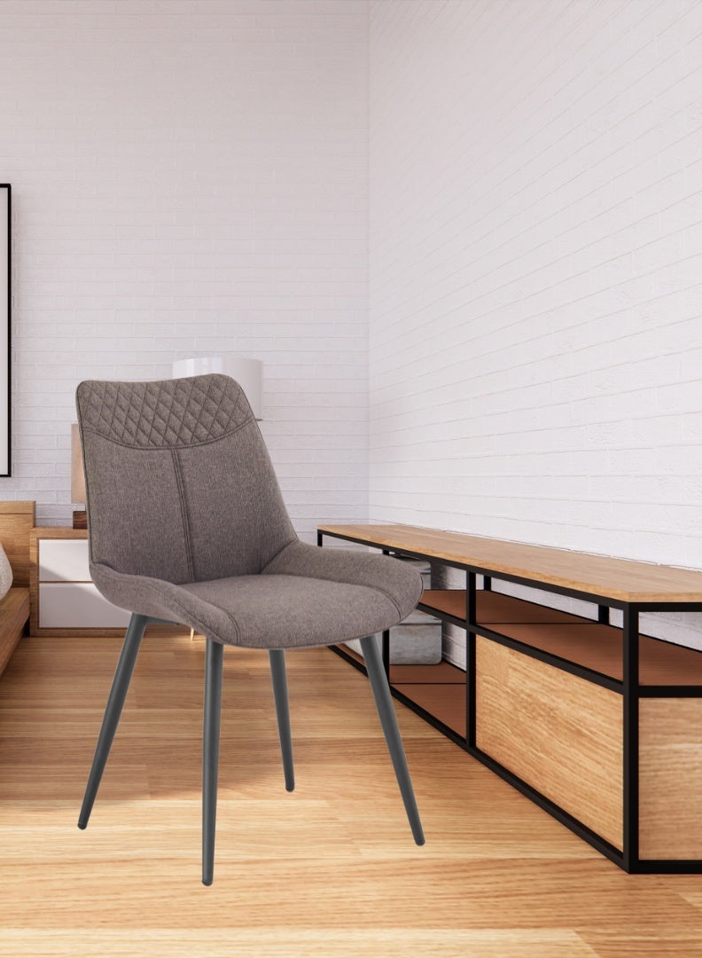 AFT Ergonomic Upholstered Dining Chair with Quilted Backrest – Sturdy Metal Legs, Soft Fabric Seat – Dimensions 85cm Height x 60cm Depth x 54cm Width – Seat Height 48cm – 130 KG Weight Capacity – Modern Design for Home or Office. Brown (ARFAN) - Image 5