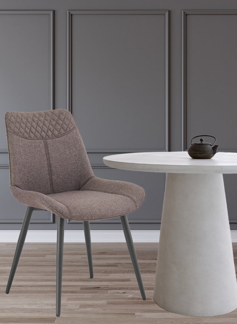AFT Ergonomic Upholstered Dining Chair with Quilted Backrest – Sturdy Metal Legs, Soft Fabric Seat – Dimensions 85cm Height x 60cm Depth x 54cm Width – Seat Height 48cm – 130 KG Weight Capacity – Modern Design for Home or Office. Brown (ARFAN) - Image 4