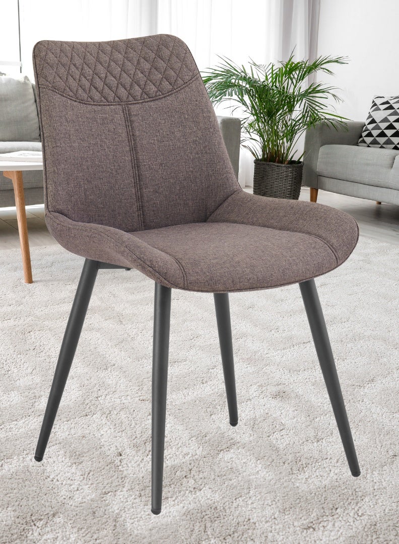 AFT Ergonomic Upholstered Dining Chair with Quilted Backrest – Sturdy Metal Legs, Soft Fabric Seat – Dimensions 85cm Height x 60cm Depth x 54cm Width – Seat Height 48cm – 130 KG Weight Capacity – Modern Design for Home or Office. Brown (ARFAN) - Image 3