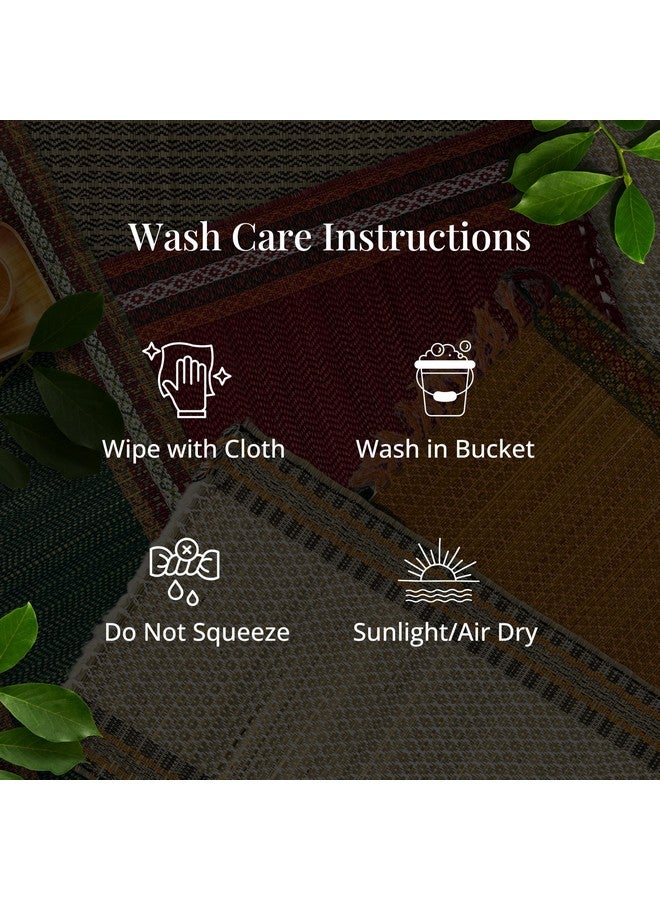 Peepul Tree Grass Handcrafted Heat Resistant Dinner Placemats for Dining Table | Eco Friendly Tableware Sustainably Handwoven from Natural Grass, Rectangle (4 PLACEMATS and 1 Table Runner, Rust) - Image 4