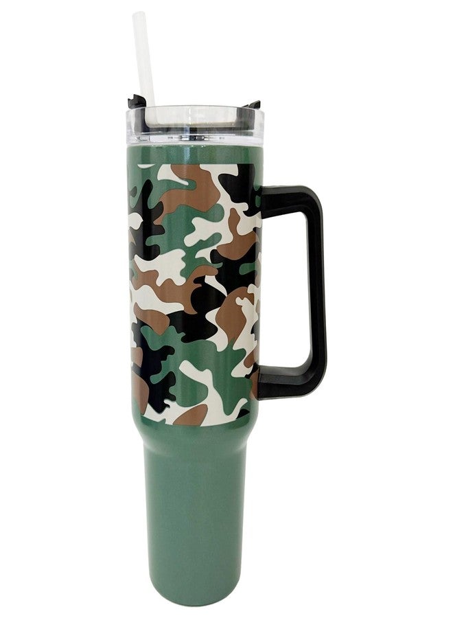 سبونتيكس كوب سفر من الفولاذ المقاوم للصدأ من سبونتيكس، سعة 40 أونصة - عزل مزدوج الجدار، مقبض متين، غطاء سفر بقفل منزلق - بنقشة مموهة